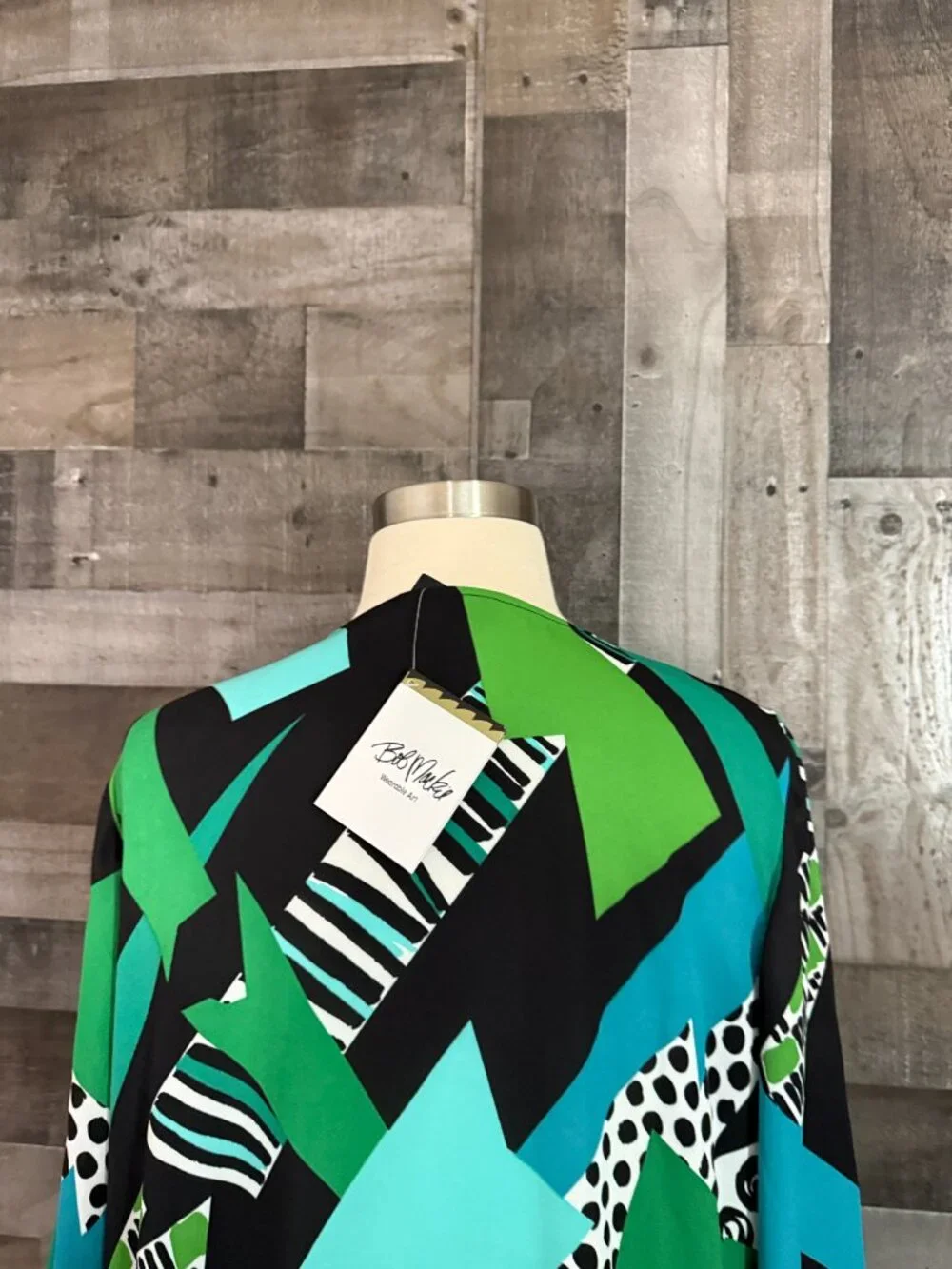 NWT! Bob Mackie blue green geometric wrap 2XLarge stripes stripes polka dot